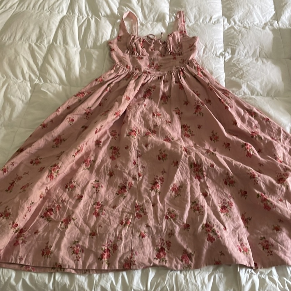 Reformation Balia Linen Floral Pink Maxi Dress